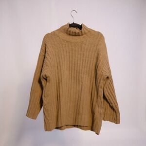 Universal Thread Womens Cozy Ribbed Mock Neck Sweater Camel Size L‎